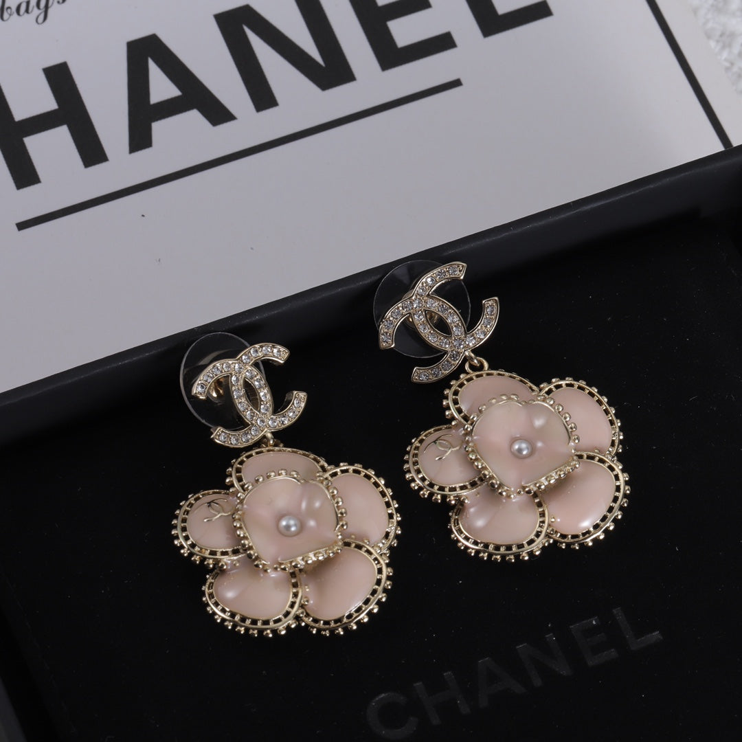 Fashion CC Flower Rhinestone Earrings