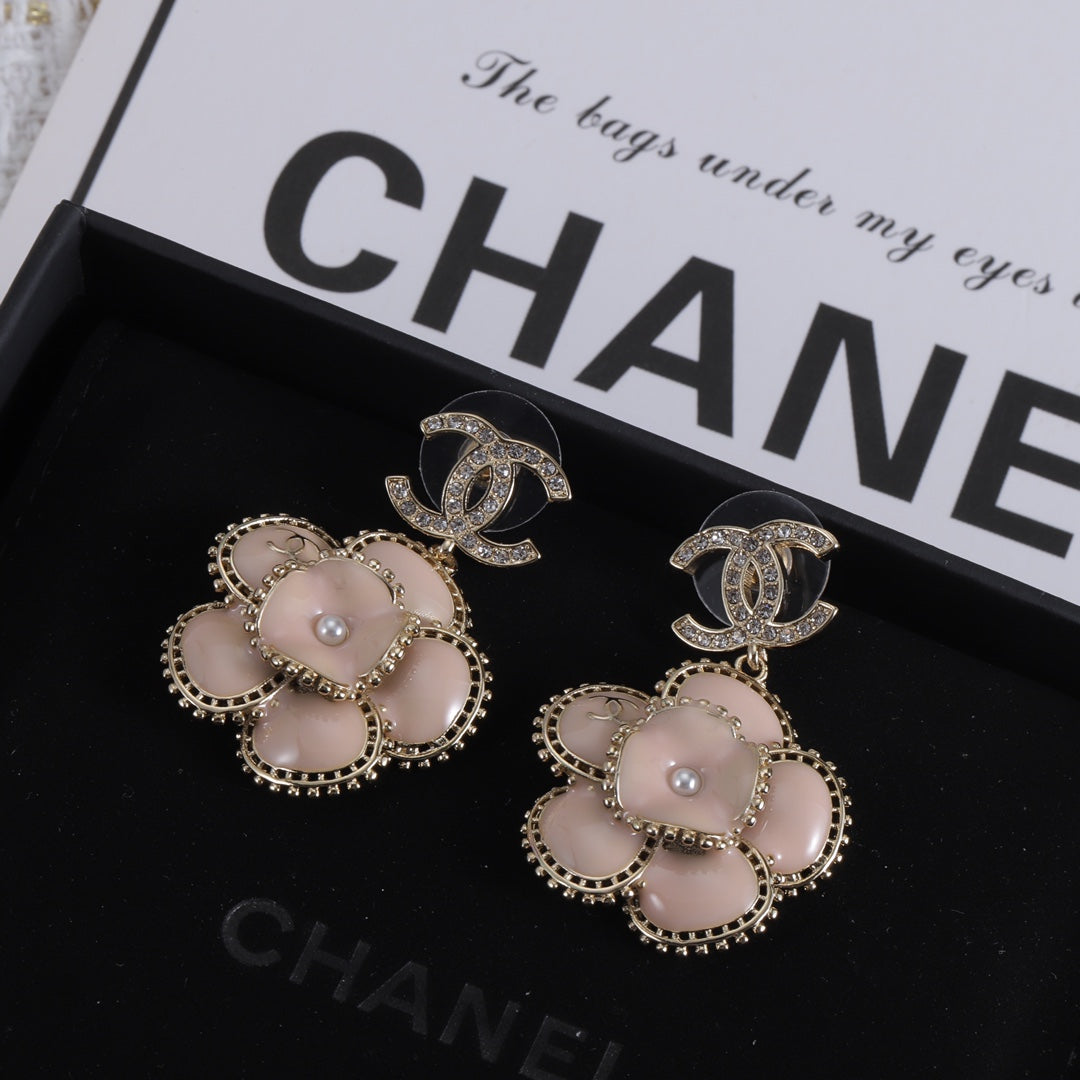 Fashion CC Flower Rhinestone Earrings