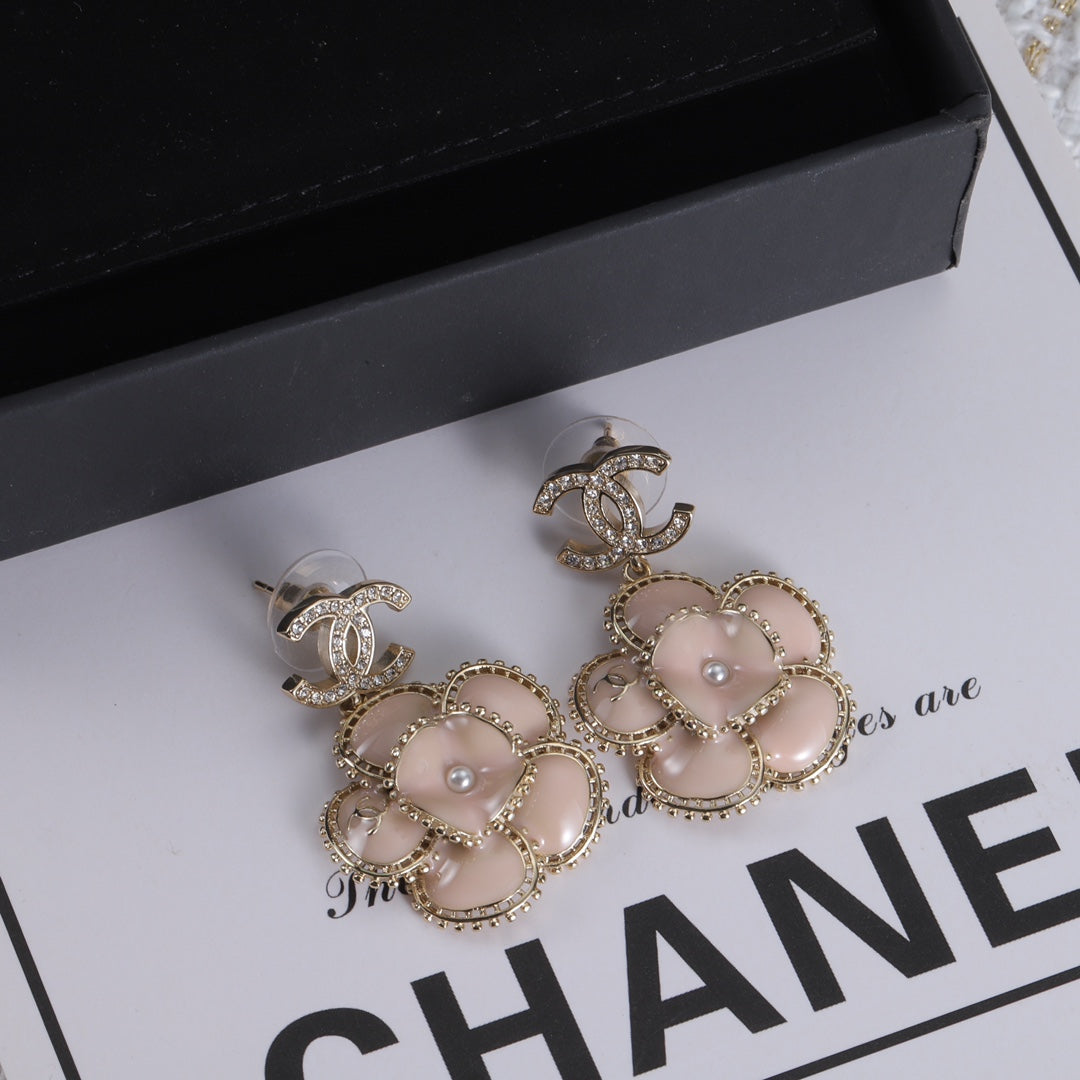 Fashion CC Flower Rhinestone Earrings