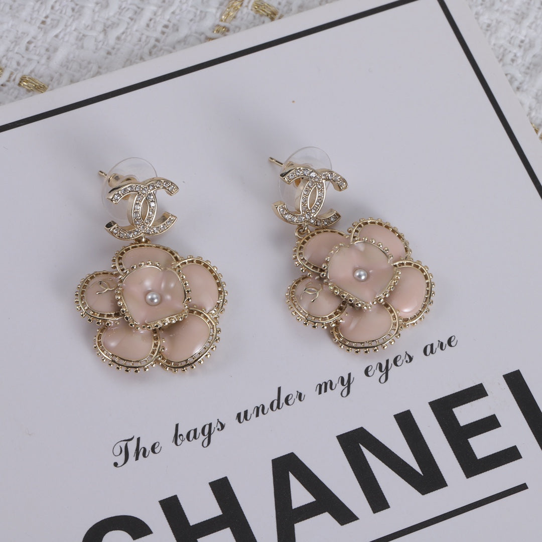 Fashion CC Flower Rhinestone Earrings