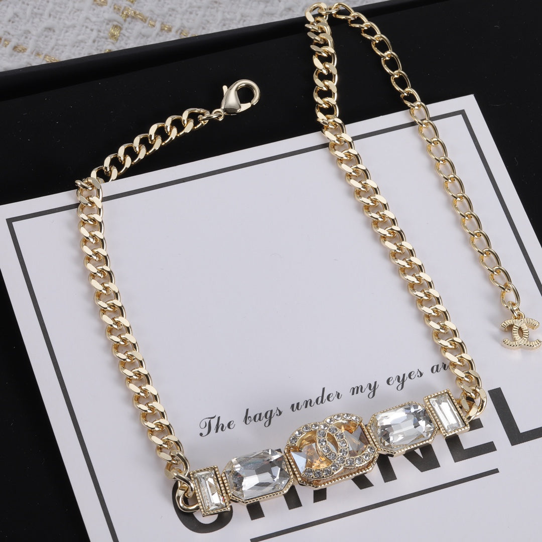 Fashion CC rhinestone necklace