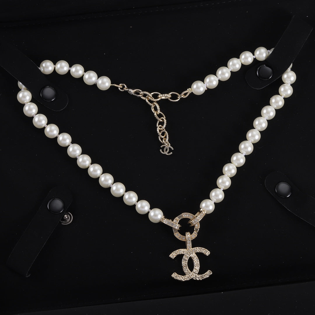 CC Pearl Rhinestone Necklace