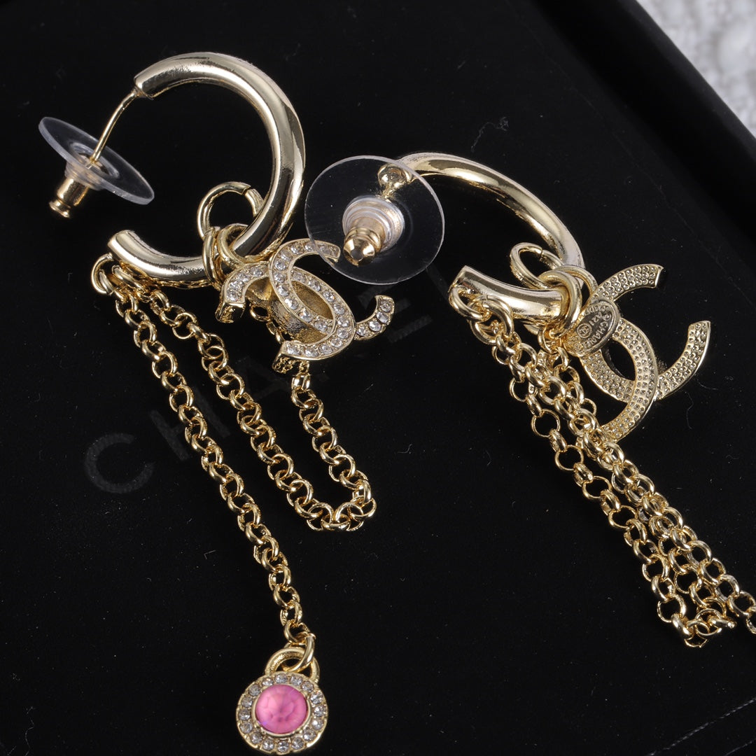 Fashion CC Rhinestone Dangle Earrings