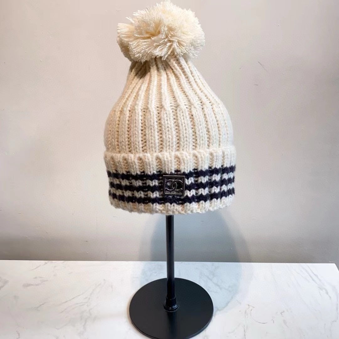 Fashion plush CC knitted hat