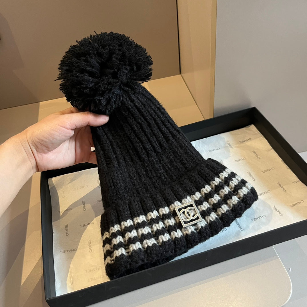 Fashion plush CC knitted hat