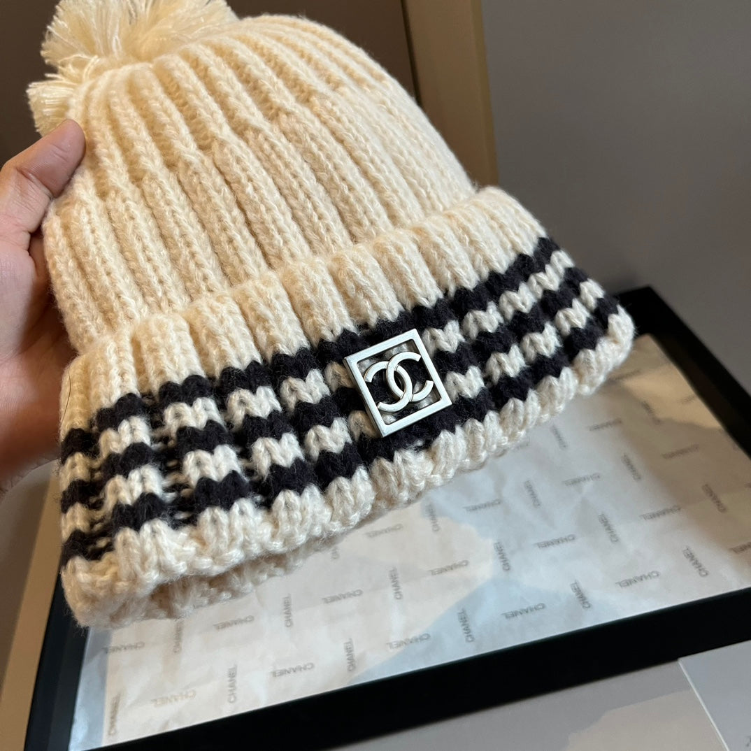 Fashion plush CC knitted hat