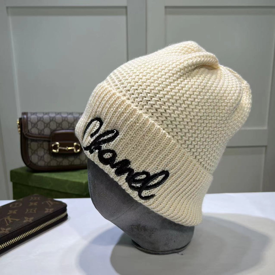 Fashionable plush CC knitted hat