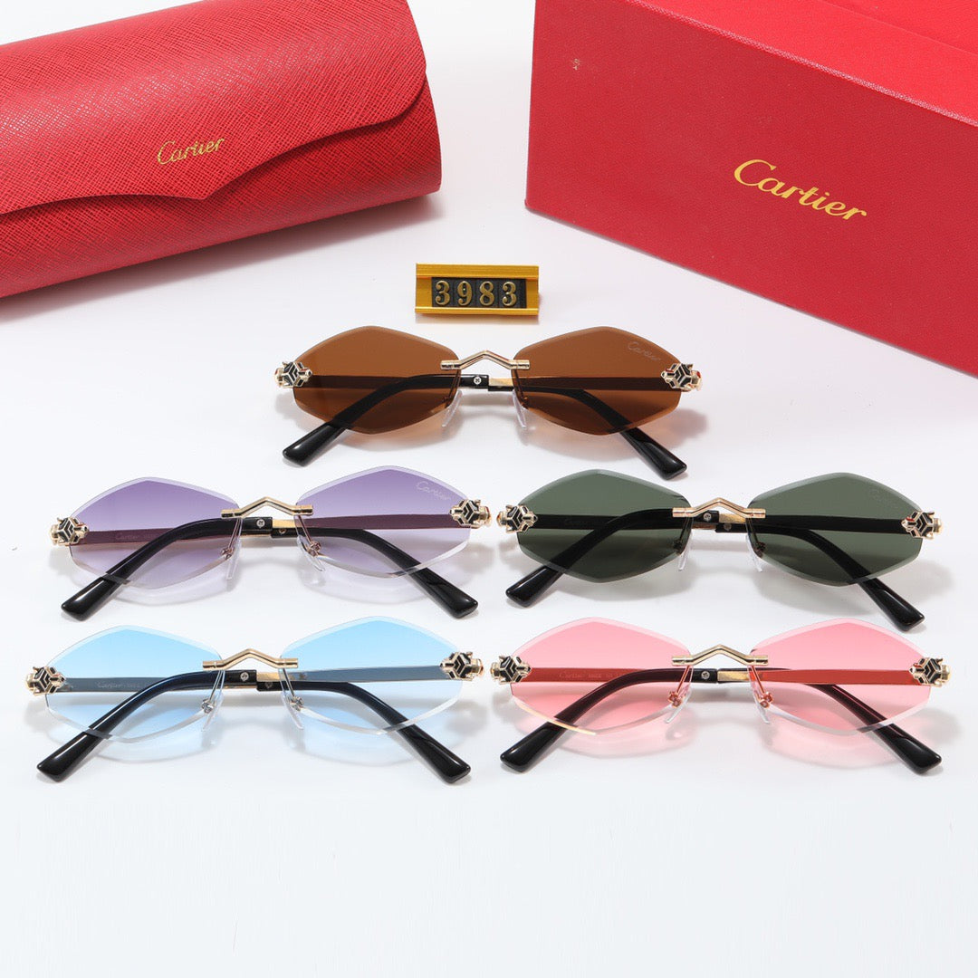 5-color luxury CAR letter printed frame sunglasses