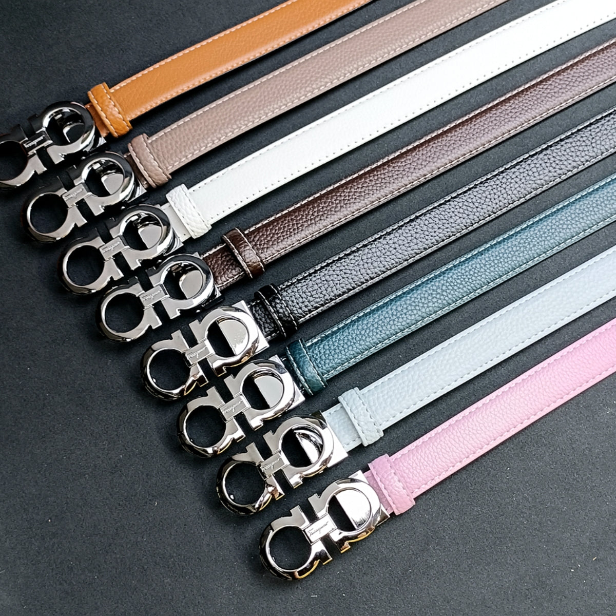 8-color luxury CD multi-color pebbled pattern belt