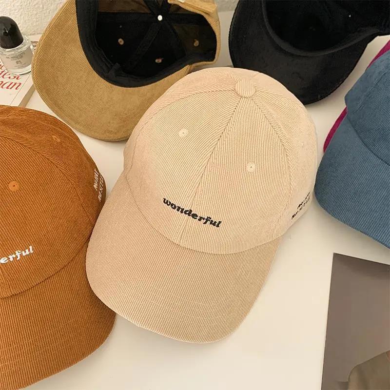 Solid color corduroy alphabet baseball cap