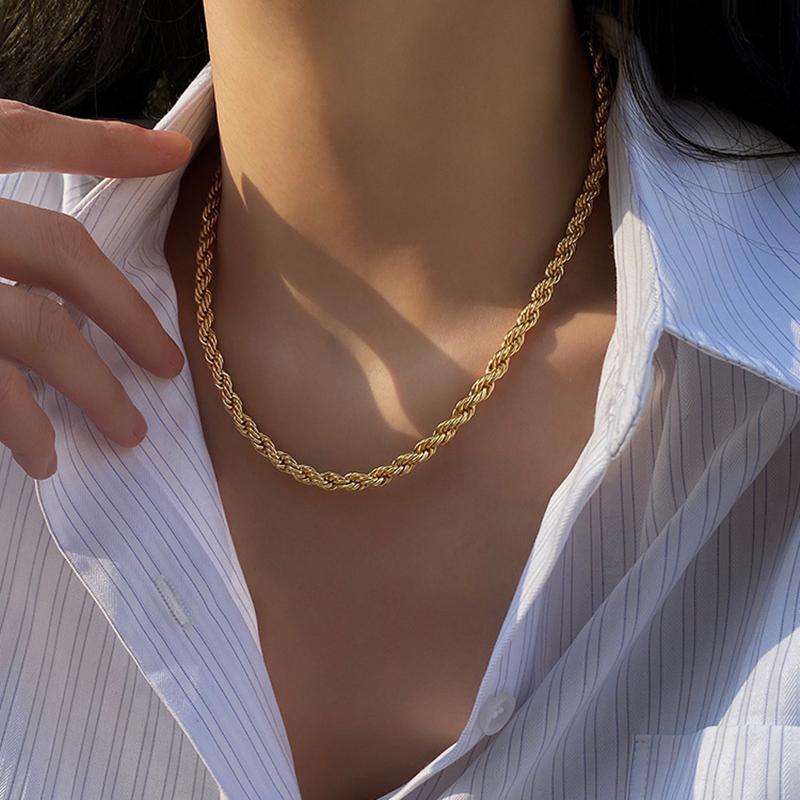 Layered Gold Twisted Rope Necklace