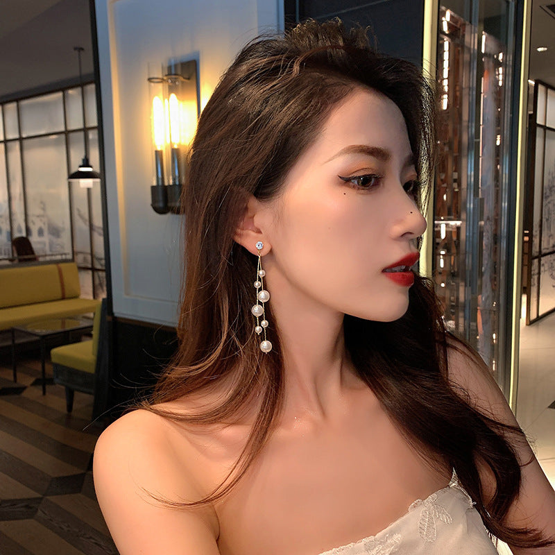 Long tassel pearl Earrings