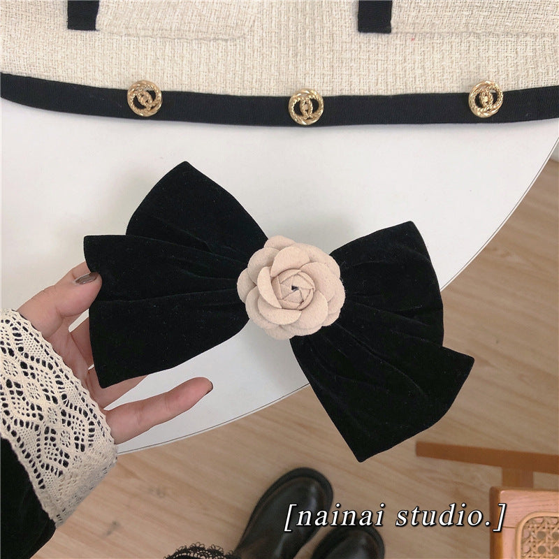 Camellia tassel bow hair clip