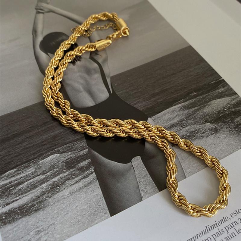 Layered Gold Twisted Rope Necklace