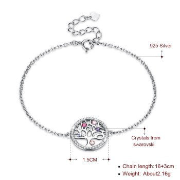 Modisches Lebensbaum-Armband aus Sterlingsilber mit österreichischen Kristallen