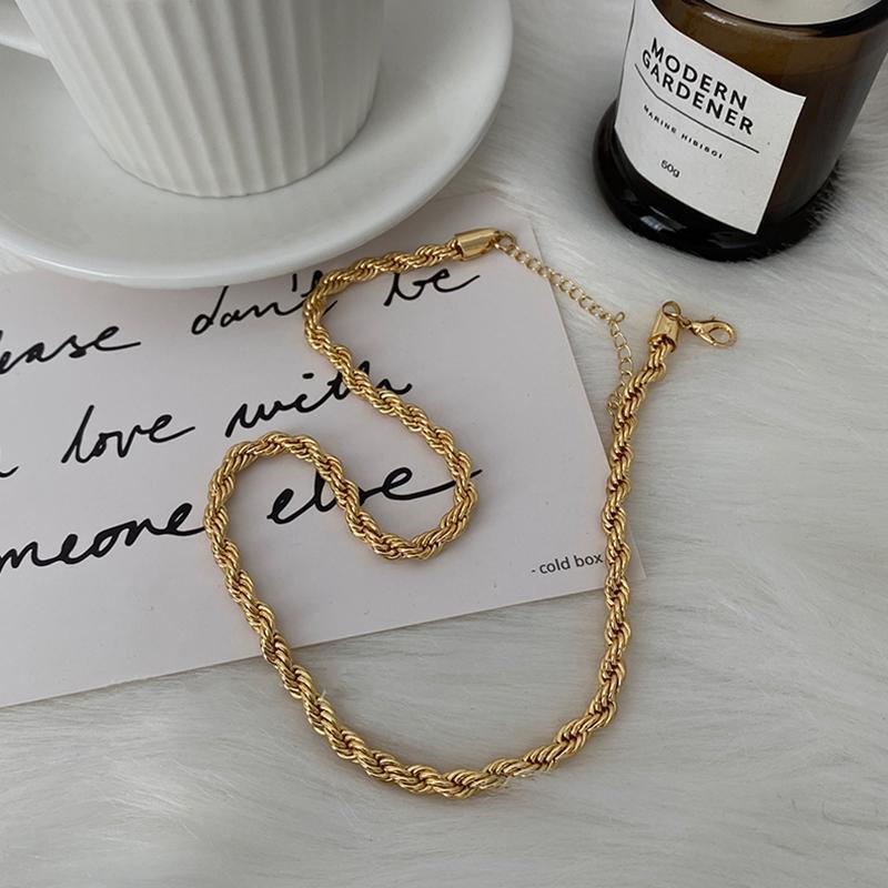 Layered Gold Twisted Rope Necklace