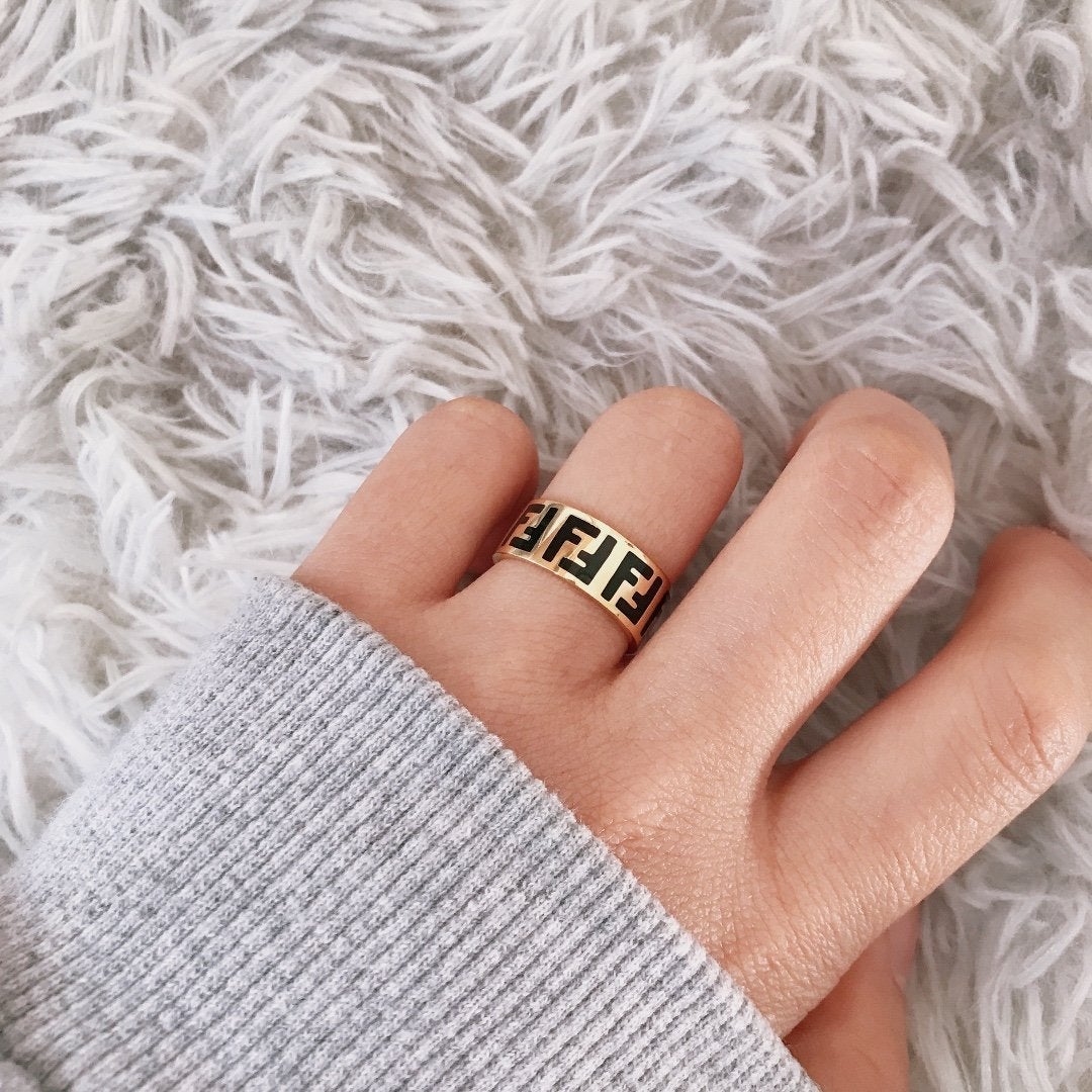 Fashion F double letter ring