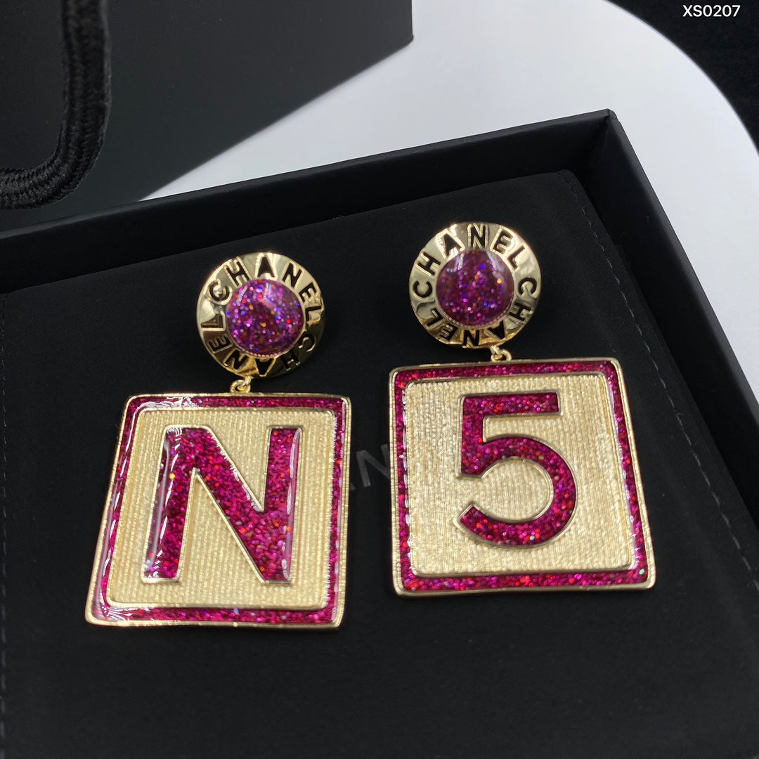 Fashion Square Alphabet Pendant Earrings