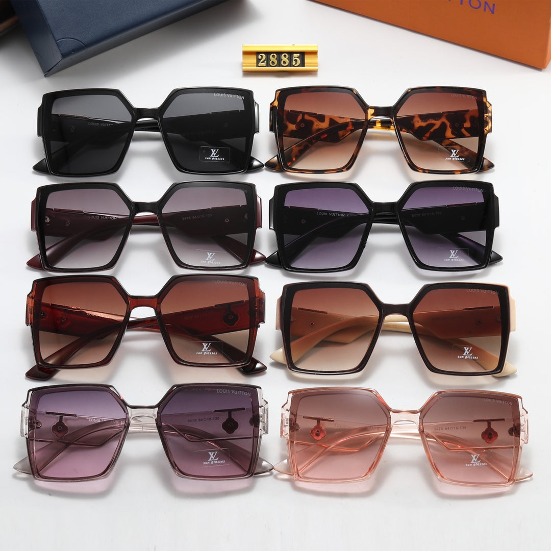 8 Colors Fashion Square Frame Small Flower Mirror Legs Polarized Sunglasses