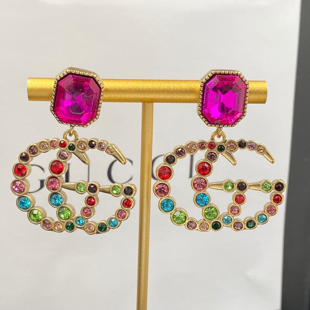 Faisean Dúbailte G Daite Diamond siogairlín Earrings