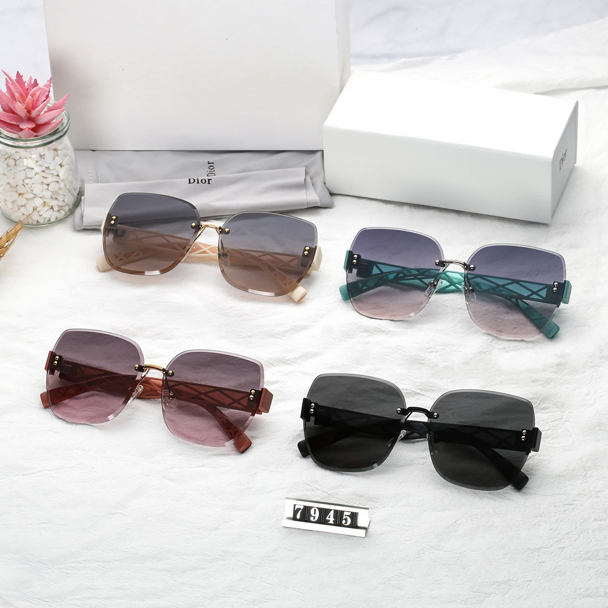 4 color fashion rimless color polarized sunglasses