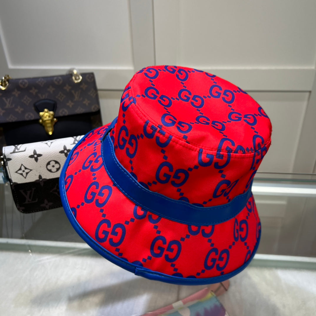 Double G stripe letter printing bucket hat