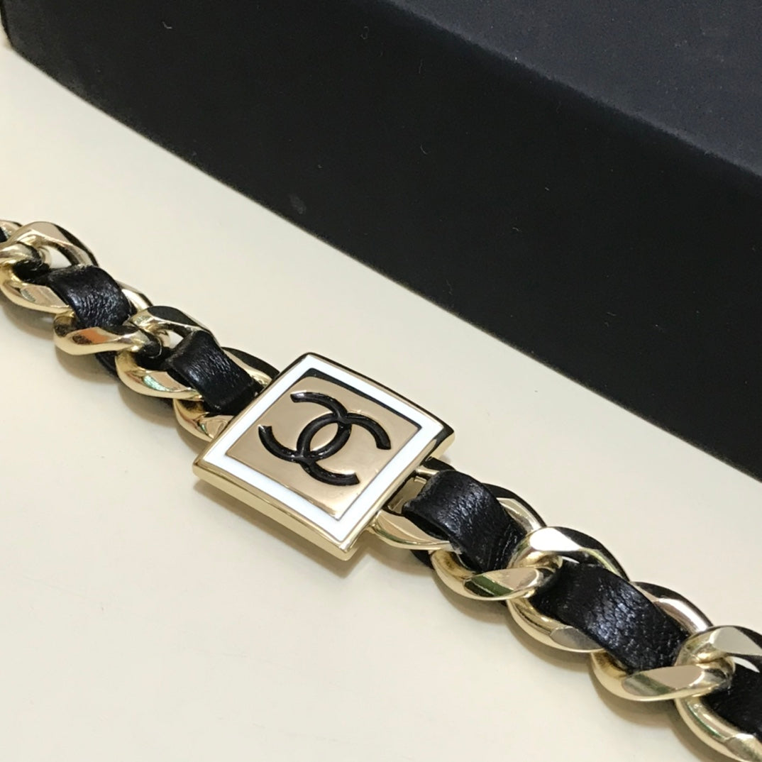 CC black square LOGO necklace