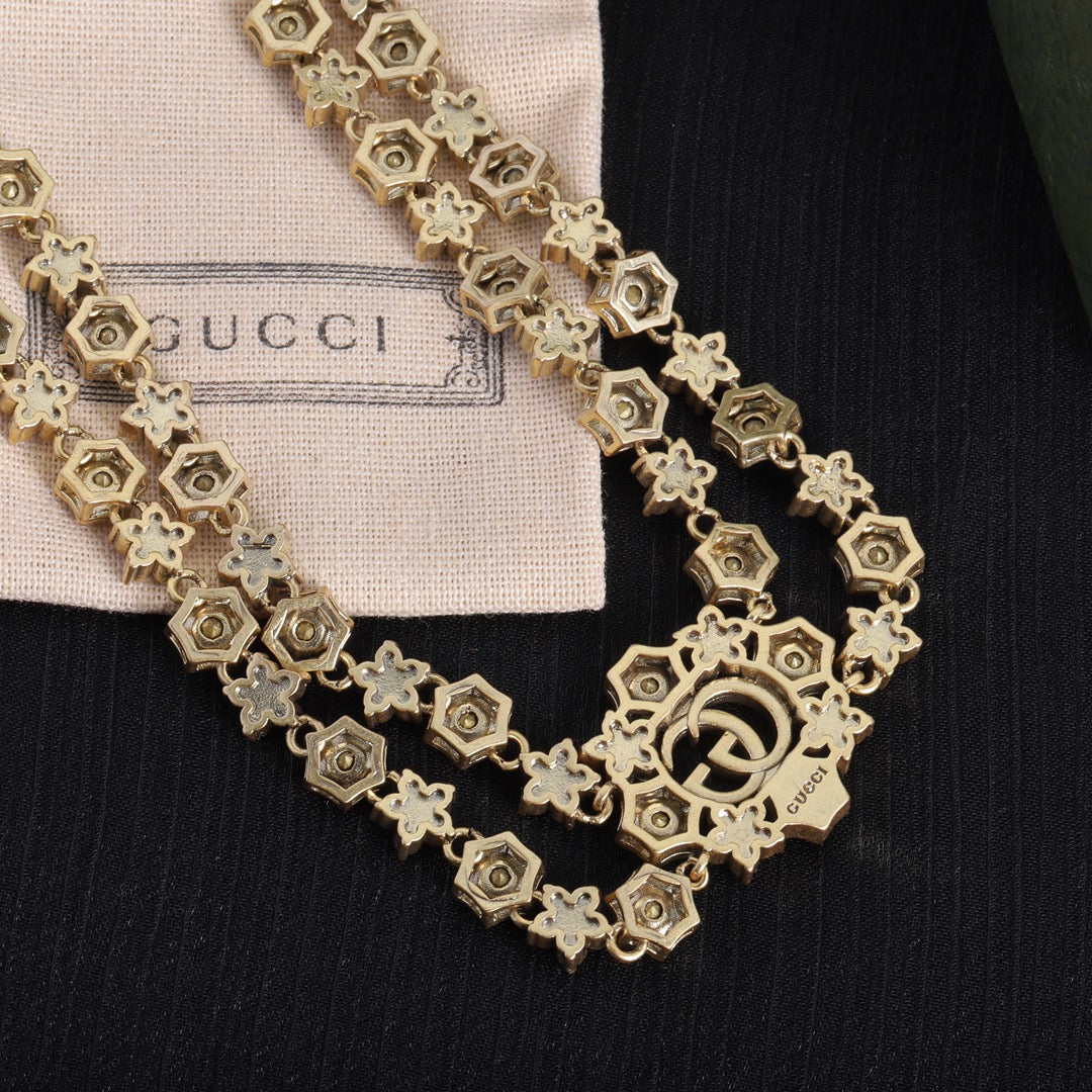 Fashion CC Rhinestone Charm Necklace