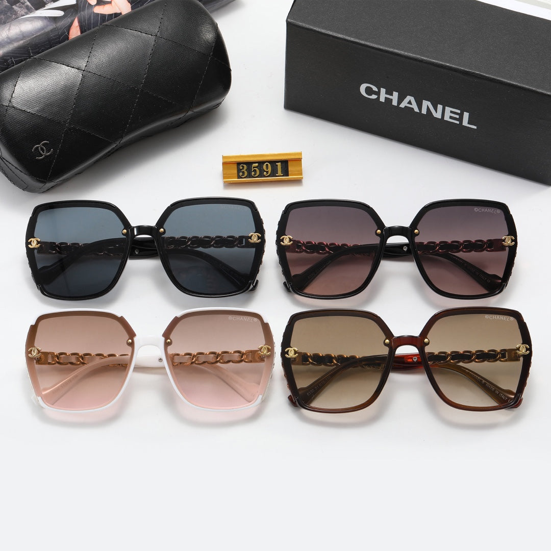 4-Color Fashion CC Frame Print Polarized Sunglasses