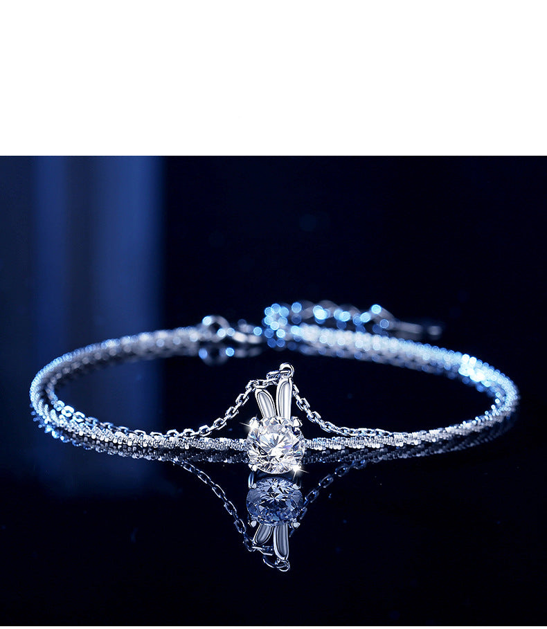 Moon Rabbit 1 carat Mossan Stone Bracelet