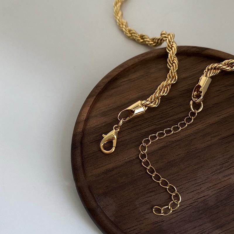 Layered Gold Twisted Rope Necklace