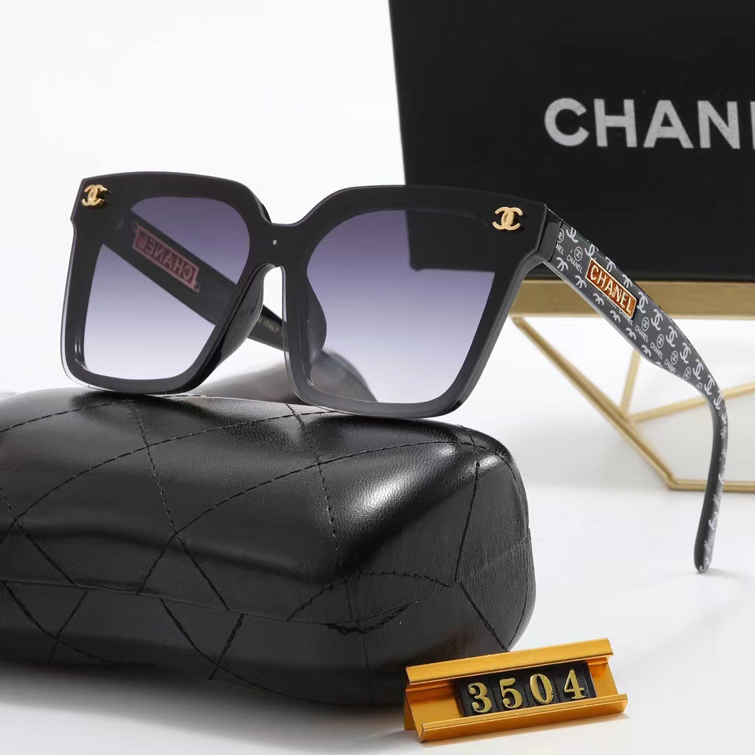 8-color fashion double C square letter printing temple polarized sunglasses