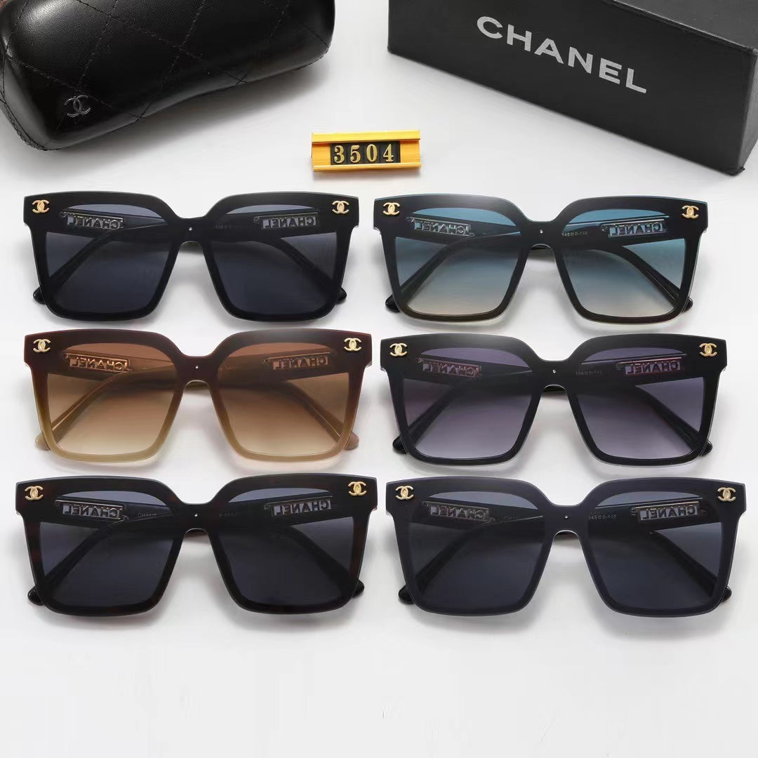 8-color fashion double C square letter printing temple polarized sunglasses