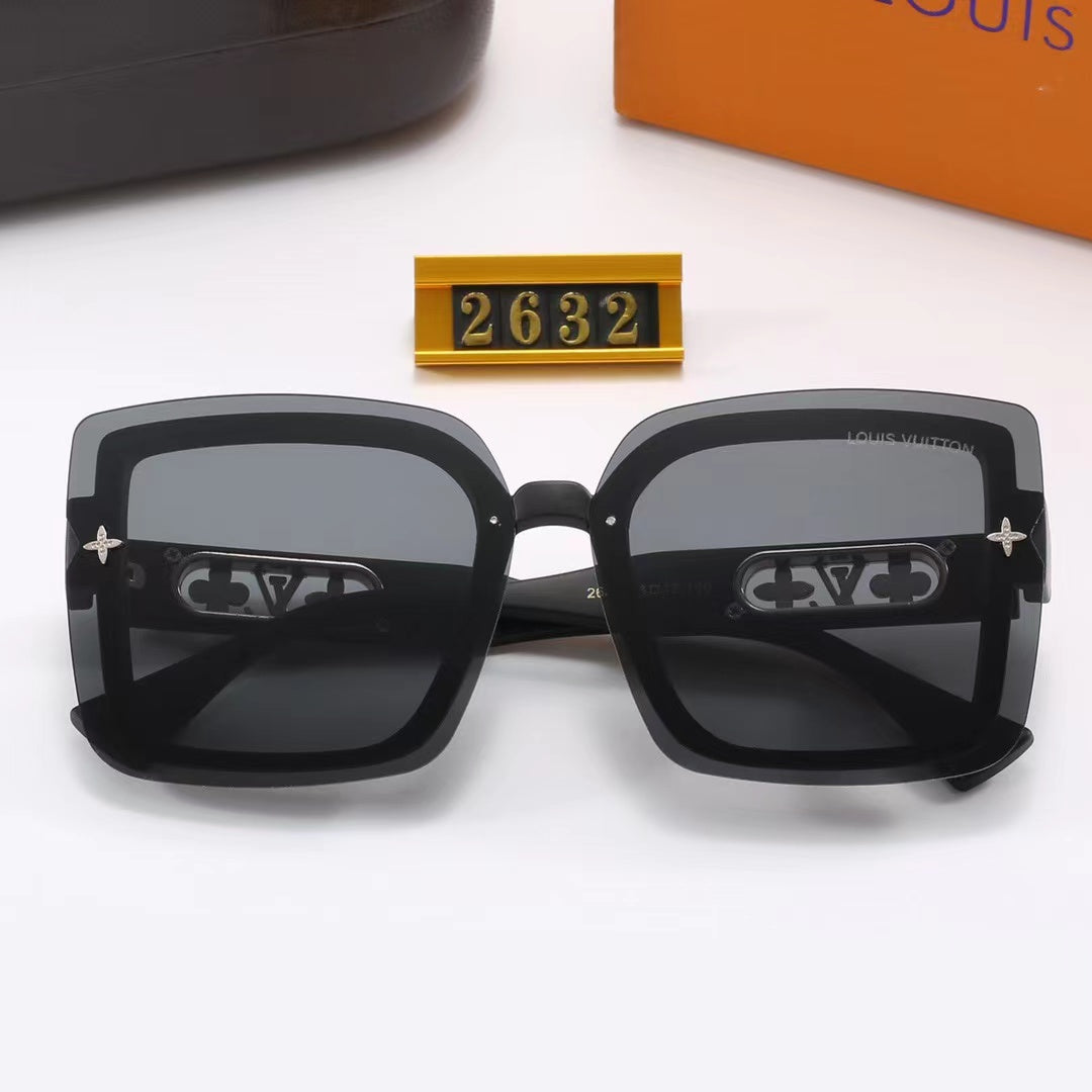 6-color fashion four-leaf clover hollow letter temple sunglasses