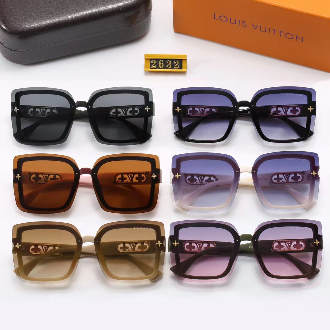 6-color fashion four-leaf clover hollow letter temple sunglasses