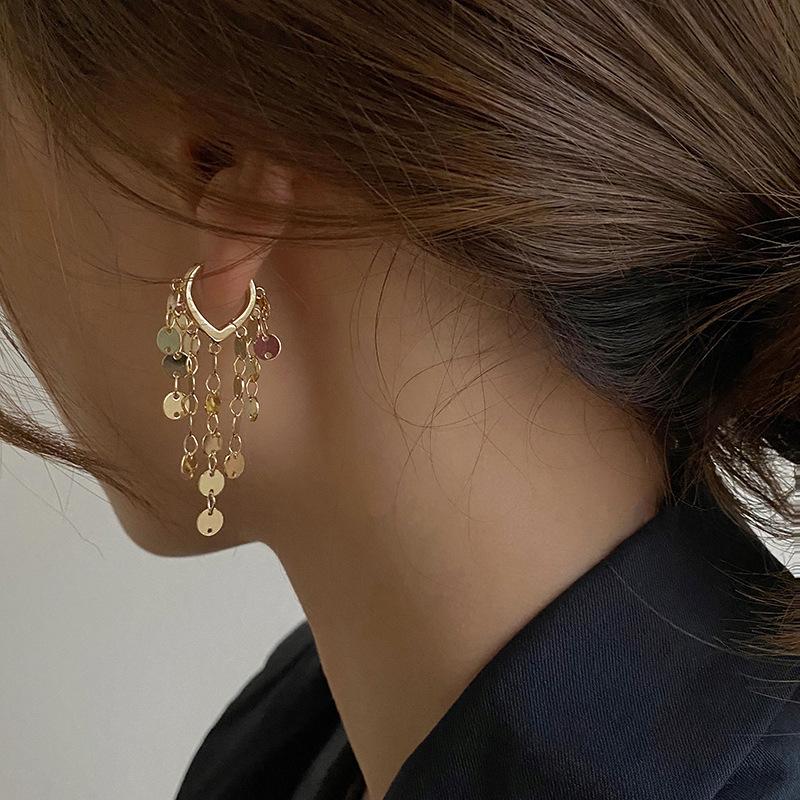 Drop-shaped Sequin Earrings Long Tassel Earrings