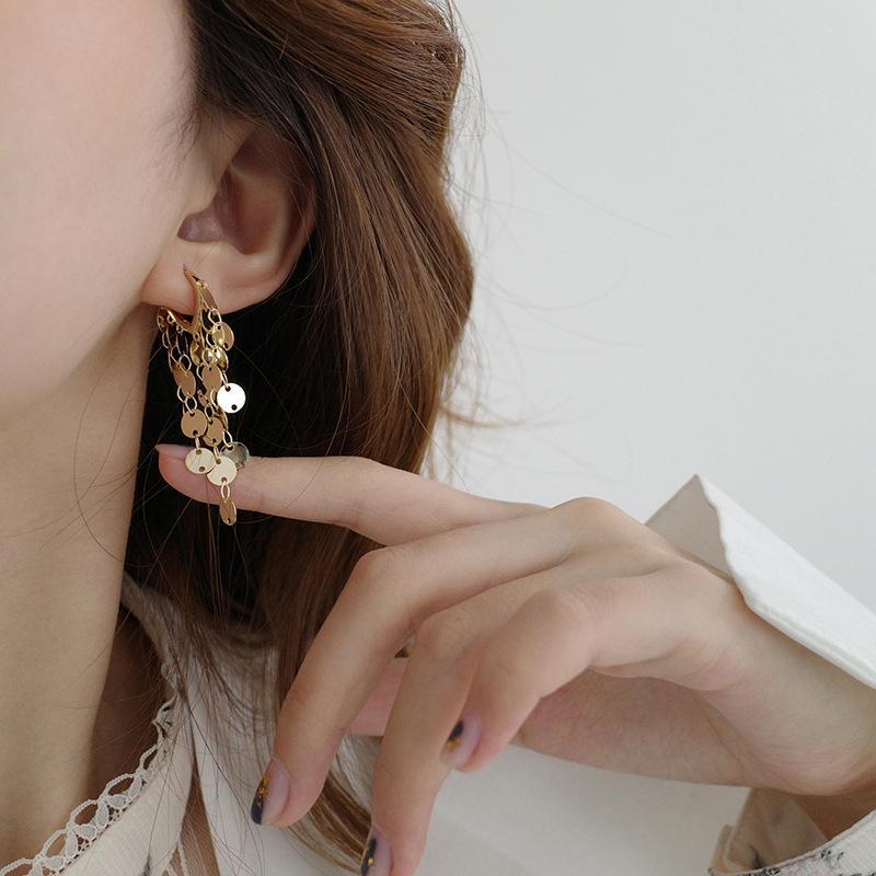 Drop-shaped Sequin Earrings Long Tassel Earrings