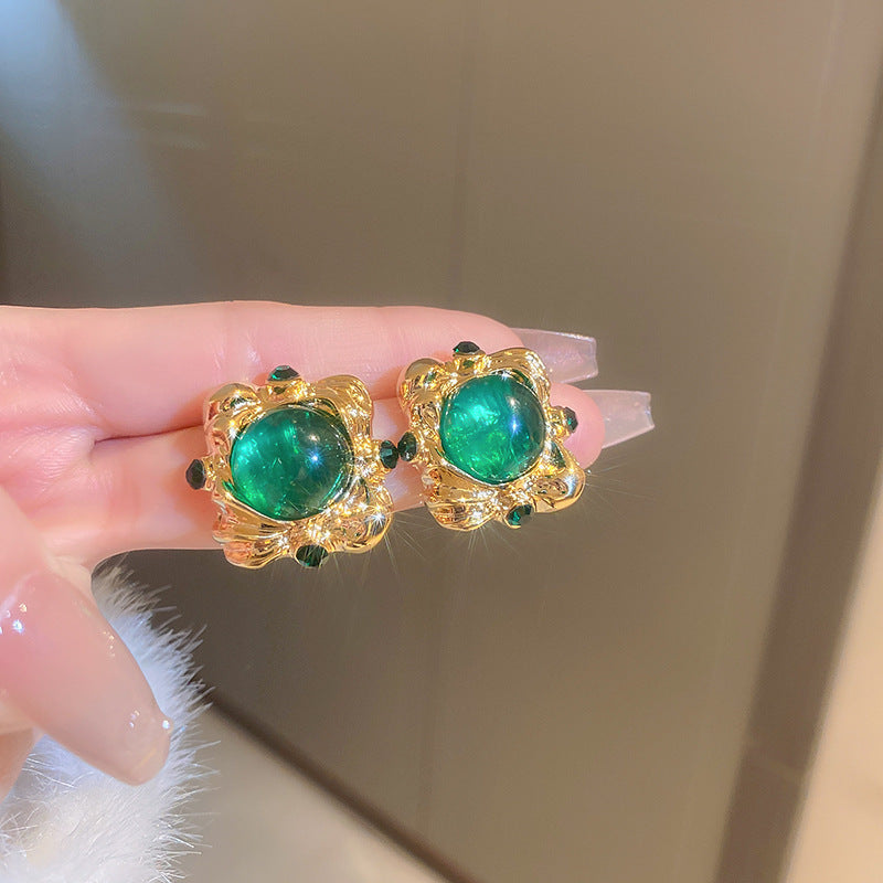 Three-color elegant crystal earrings