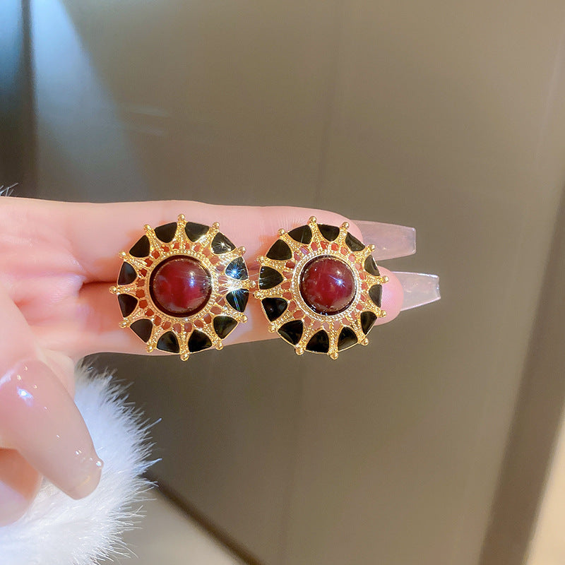 Three-color elegant crystal earrings