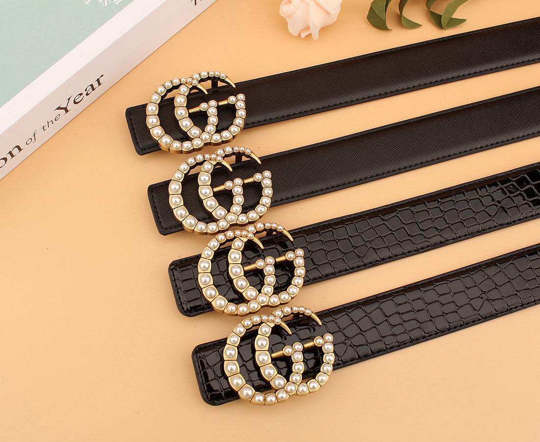 2 styles of luxury double G pearl belt