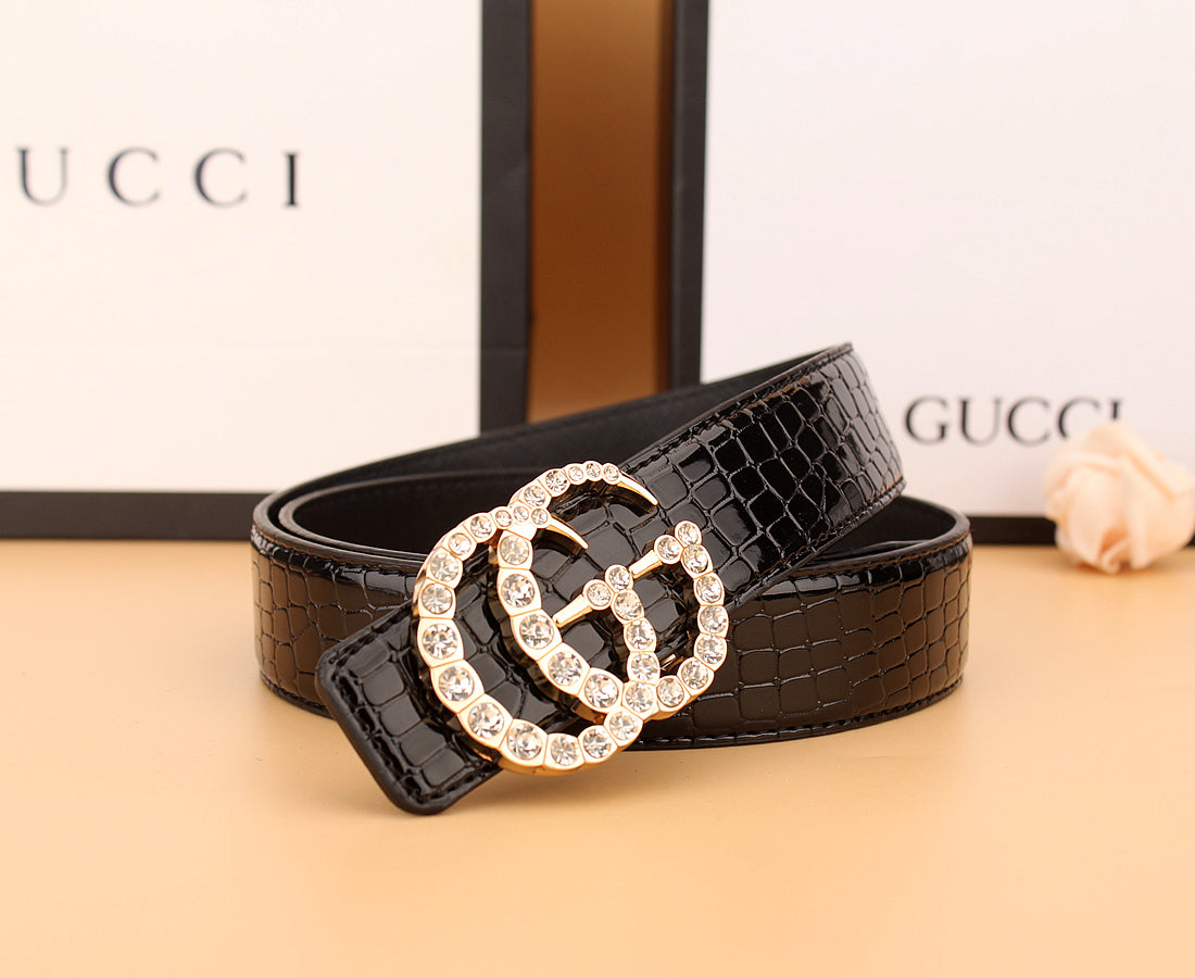 2 Styles Luxurious Double G Rhinestone Belt