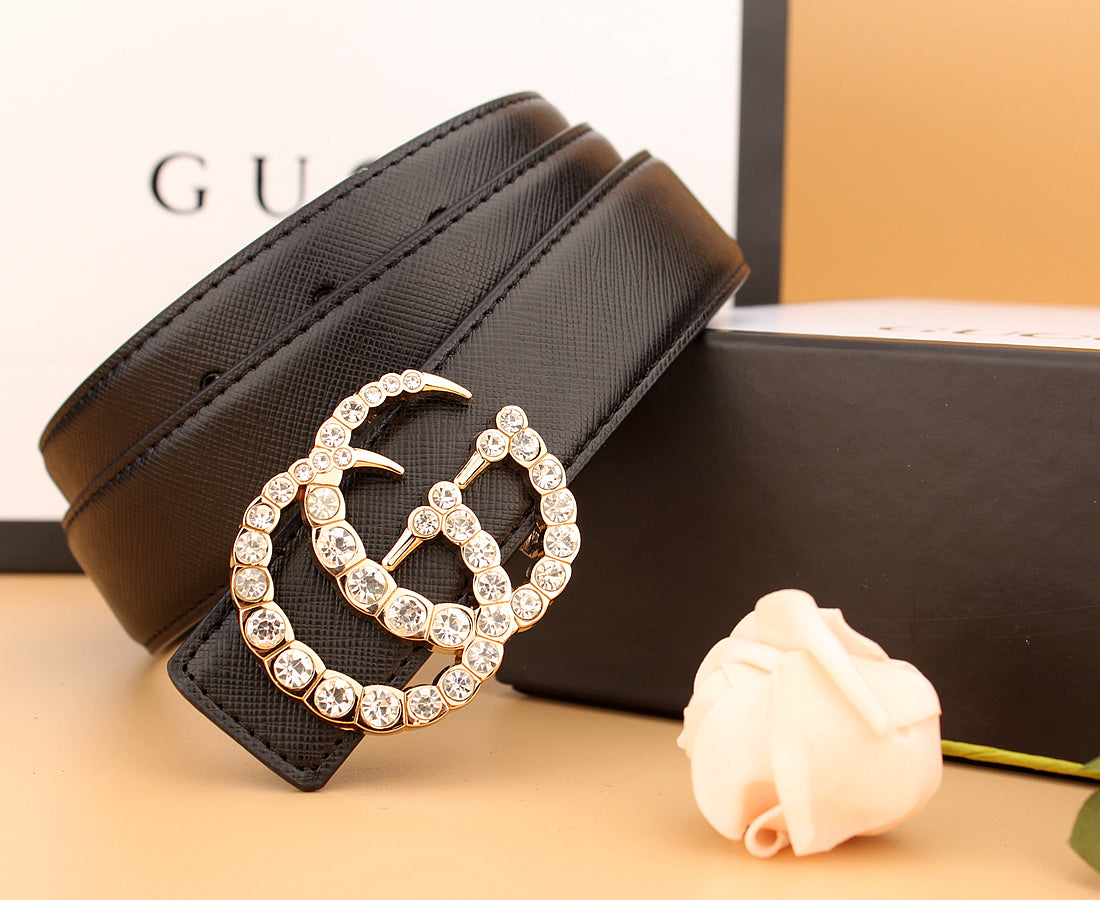 2 Styles Luxurious Double G Rhinestone Belt