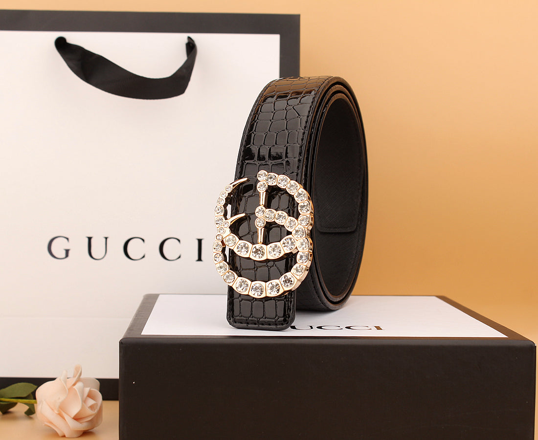 2 Styles Luxurious Double G Rhinestone Belt