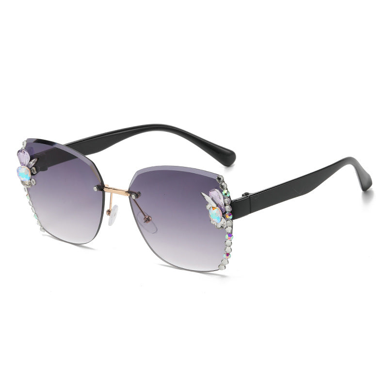 6 Dathanna Faisean Fráma Mór Sunglasses Rhinestone Polaraithe Sunglasses