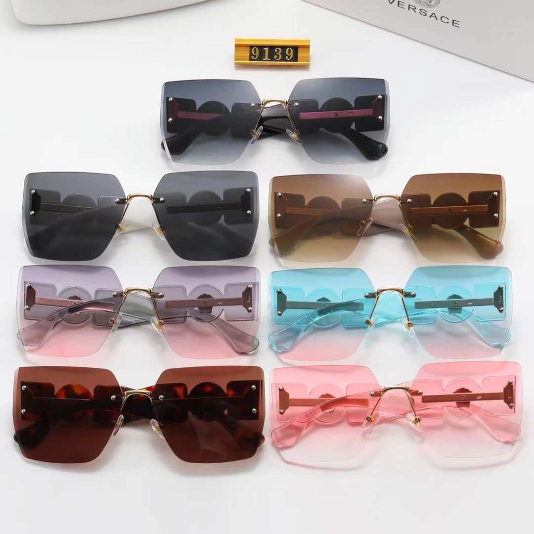 7-color fashion lion head LOGO solid color temple polarized sunglasses